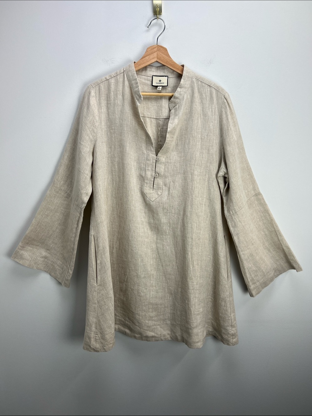 Tuckernuck Tatum Linen Dress Tan Mini Dress Tunic Resort Wear Chic Womens Large
